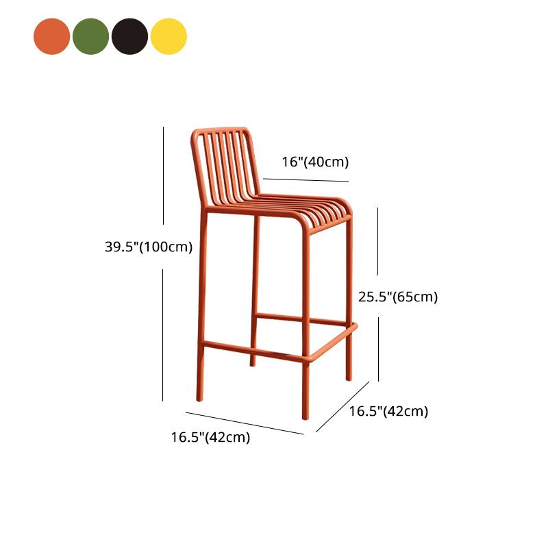 Modern Armless Backrest Counter Stool Iron Cafe Bar Stool with Seat and Pedal