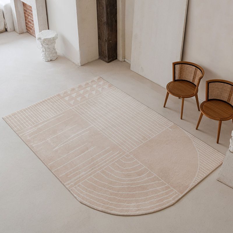 Gray Modern Carpet Polyester Line Carpet Washable Area Carpet for Living Room