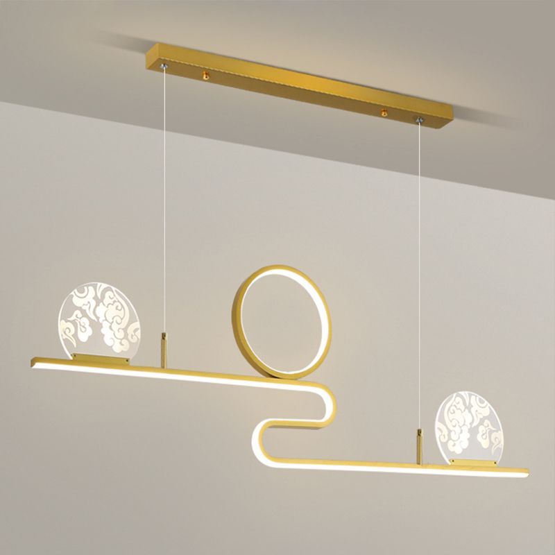 Luces de isla de forma lineal de estilo moderno metal de metal accesorios de iluminación colgante de 4 luces