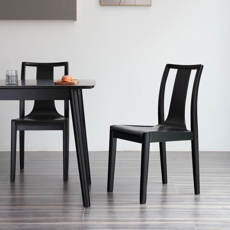 Silla auxiliar de comedor de madera de estilo tradicional, sillas sin brazos con respaldo de listones para cocina (juego de 2)