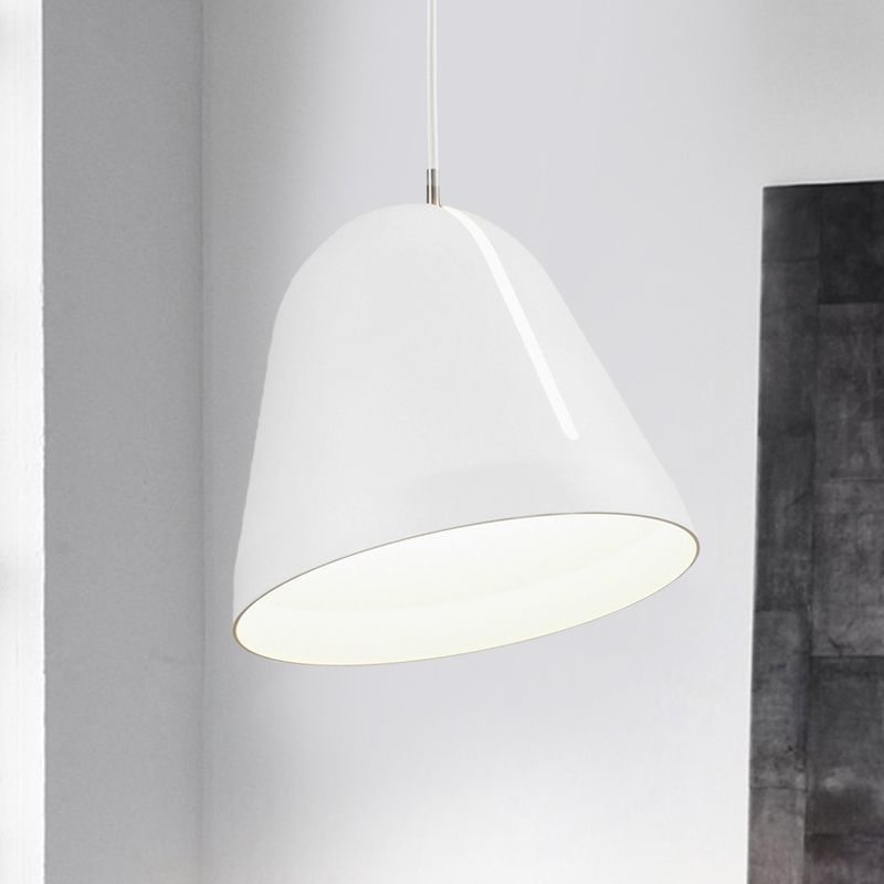 Modernism 1 Head Ceiling Lighting with Aluminum Shade White Dome Hanging Lamp Fixture