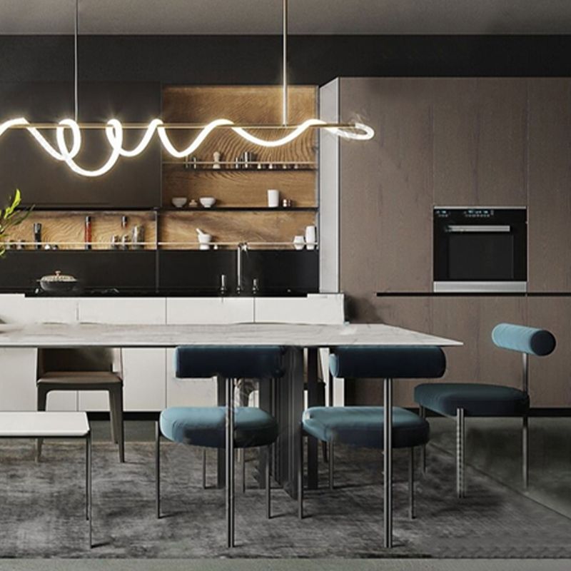 Scandinavian Side Dining Chair Upholstered Metal Chair for Dining Room