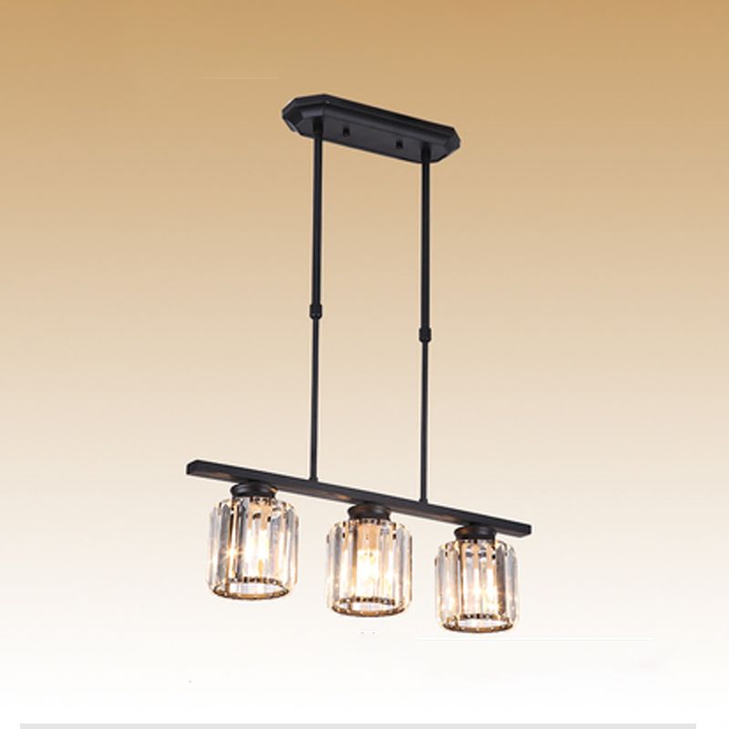 Modern Simple Island Pendant Cylinder Crystal Shade Island Light for Restaurant
