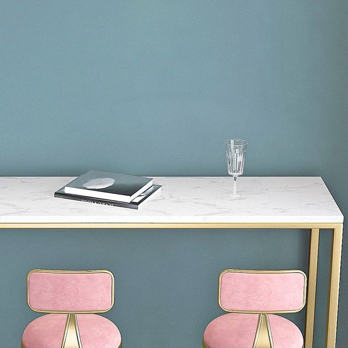 Glam Style Marble Bar Dining Table Rectangle Bar Table in White