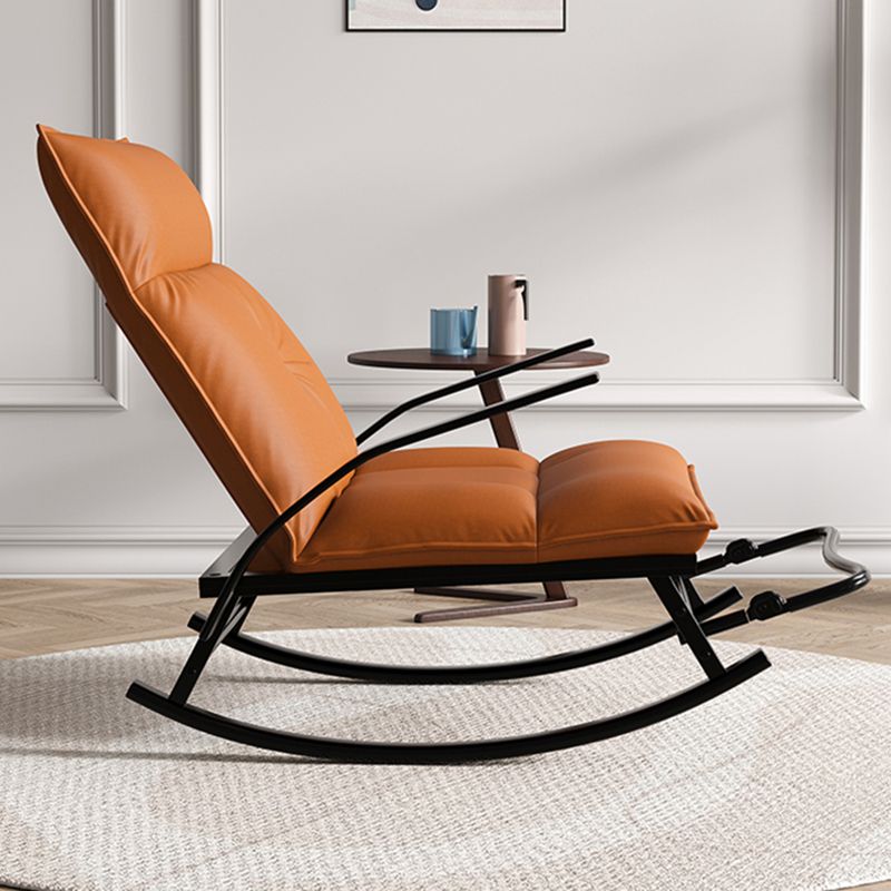 Glam Folding Rocking Chair Faux Leather Rocker for Living Room