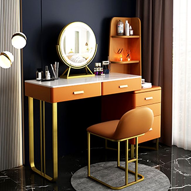 51.2" H Slate Vanity Makeup Desk with Storage Shelves and 5-Drawer