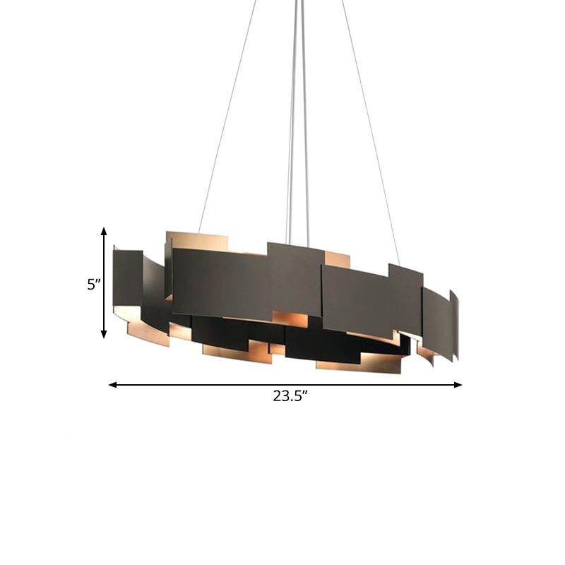 Piegatura ovale Sospensione Sospensione Iron Iron 8 Bulbi lampadario in stile moderno in nero e oro interno