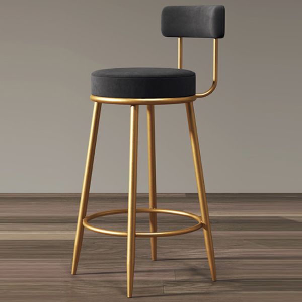 Glam Armless Backrest Counter Stool Iron Cushion Bar Stool with and Pedal