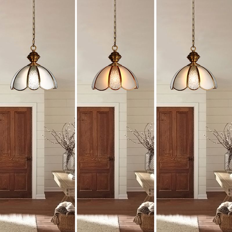 Forma ciotola illuminazione appesa vetro in stile industriale 1 lampada a sospensione leggera per letto