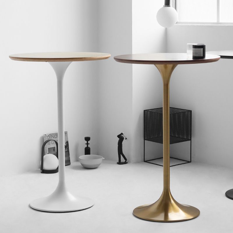 Contemporary Round Bar Height Table Metal Pedestal Bar Table for Cafe and Breakroom