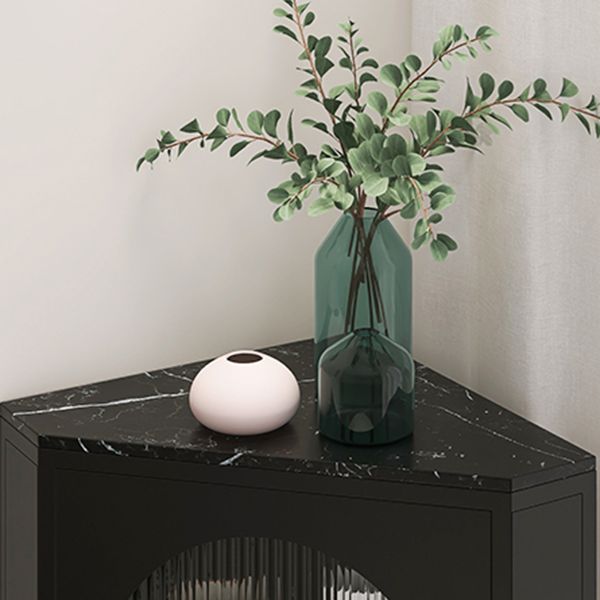 Modern Iron Stone Buffet Sideboard 40"H Dining Room Buffet Server with Glass Door