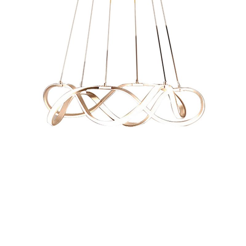 Twisted Metal Chandelier Pendant Light Simple Style LED Gold Suspension Pendant Light