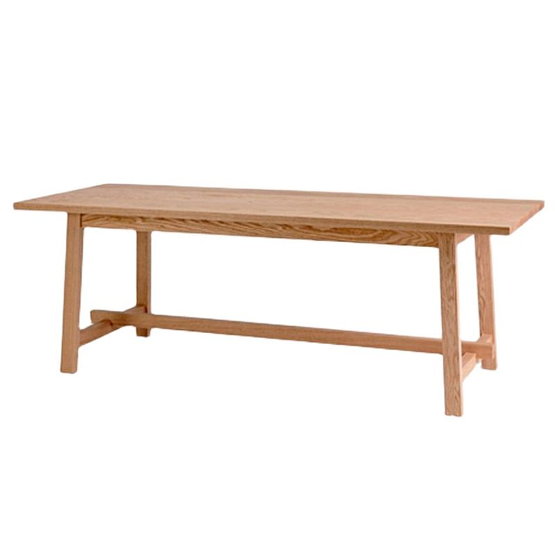 Mesa de comedor moderna con base de caballete rectangular, mesa fija de madera maciza