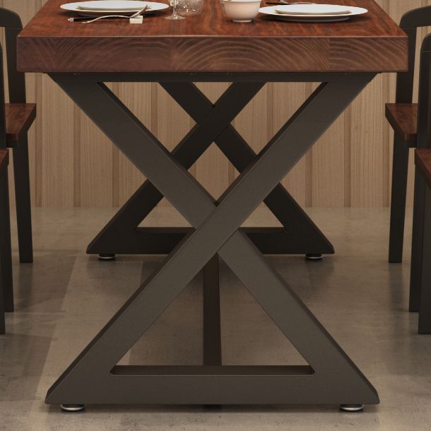 Mesa de madera de pino industrial para mesa de comedor rectangular de restaurantes con base de caballete