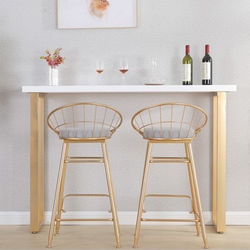 Wood Bar Dining Table Glam Rectangle Bar Table with Double Pedestal for Dining Room