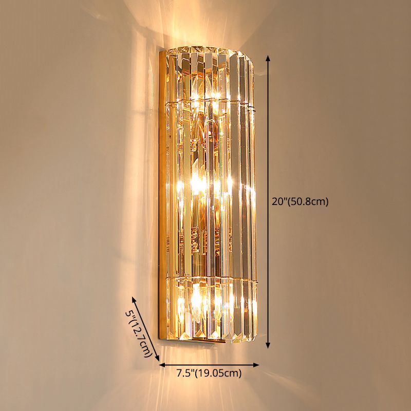 Diconce de pared de oro de acero inoxidable en una lámpara de pared cilíndrica de cristal de estilo romántico moderno para dormitorio