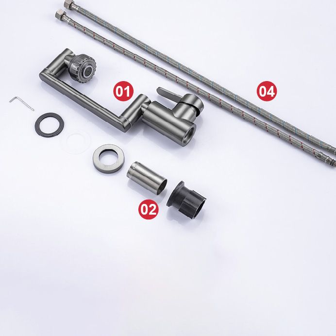 Contemporary Centerset Faucet Lever Handles Low Arc Stainless Steel Faucet