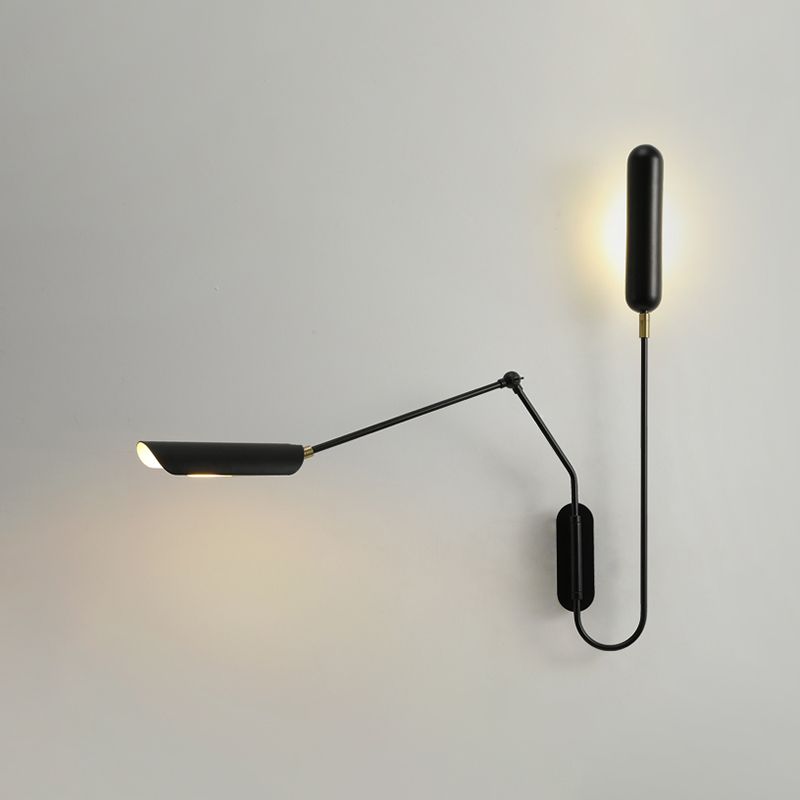 Black Modern Wall Sconce Geometric Shape Wall Light with Metal Shade for Living Room