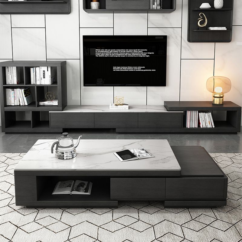 Single Coffee Table Slate Rectangular Coffee Table with Shelf