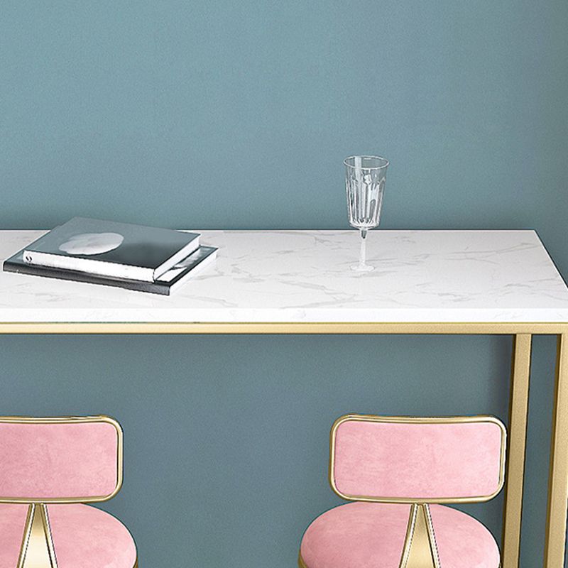 Rectangular Bar Height Table Gold Legs and Metal Base Bistro Pub Table