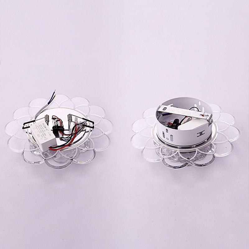 Contemporary Floral Flush Ceiling Light Crystal Entryway LED Flush Mount Lighting in Clear