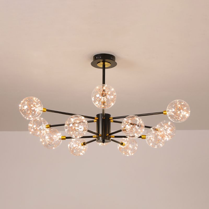 Luce a sospensione a sospensione globale con soffitto in vetro trasparente contemporaneo