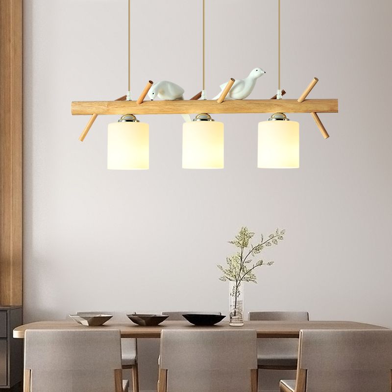 Hedendaags eilandlampen Cilinder Island Lights White Glass voor kookeiland