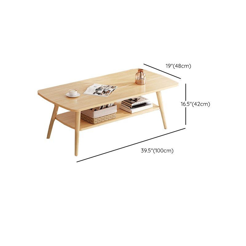Wood Coffee Table No Distressing Single Coffee Table with Shelf