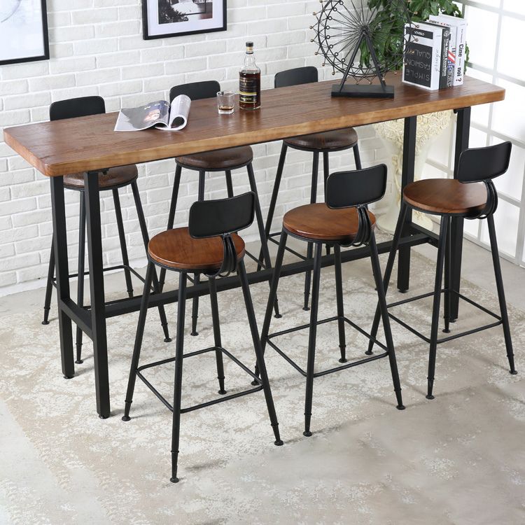 Indoor Rectangle Counter Height Table Trestle Solid Wood Natural Counter Table