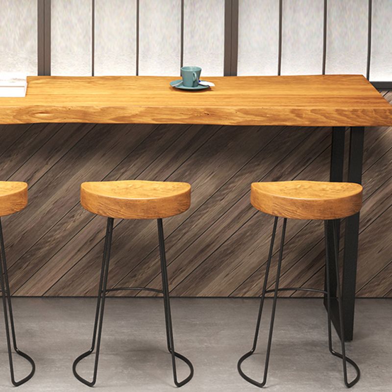Industrial Rectangle Bar Table Set 1/5 Pieces Natural Colour Wood Counter Table