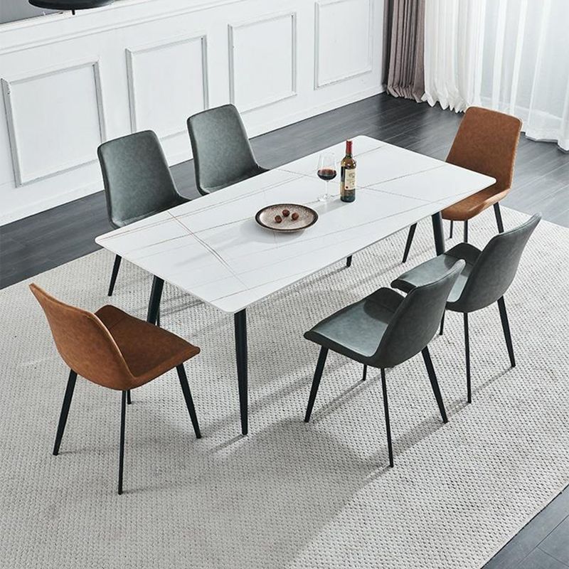 Rectangle Dining Table Industrial Stone Top Dining Table with 4 Legs