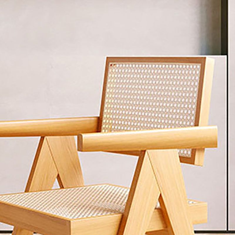 Modern Rectangular Dining Set Solid Wood and Acrylic 1/2/5 Pieces Natural Table and Chairs