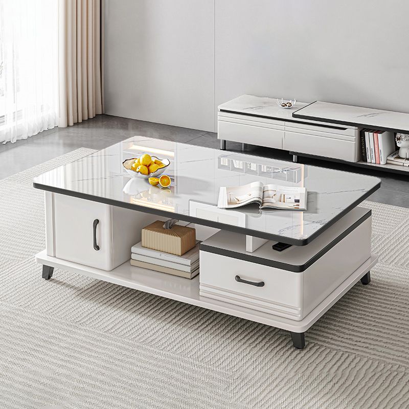 Rectangle Single Stone Coffee Table 4 Legs Coffee Table with Storage
