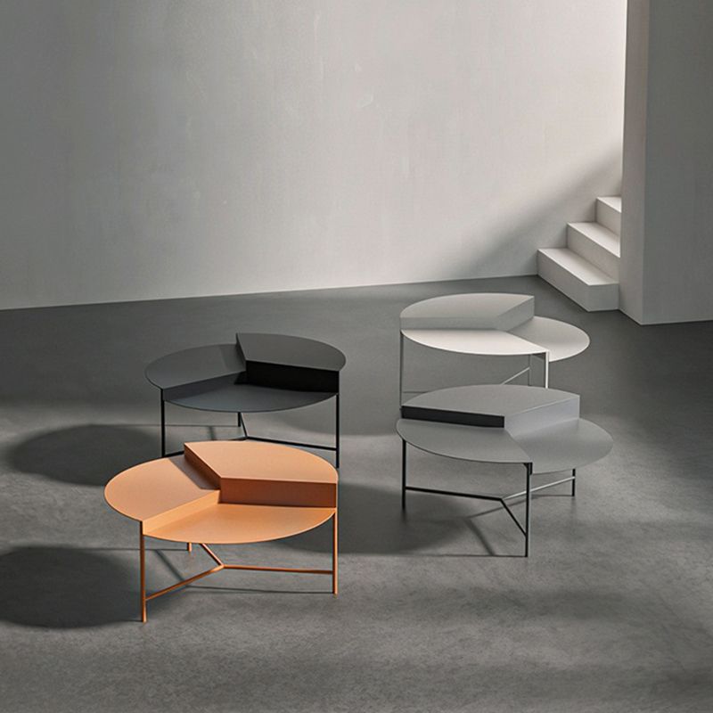Metal Frame Coffee Table Mid-century Modern Round Cocktail Table