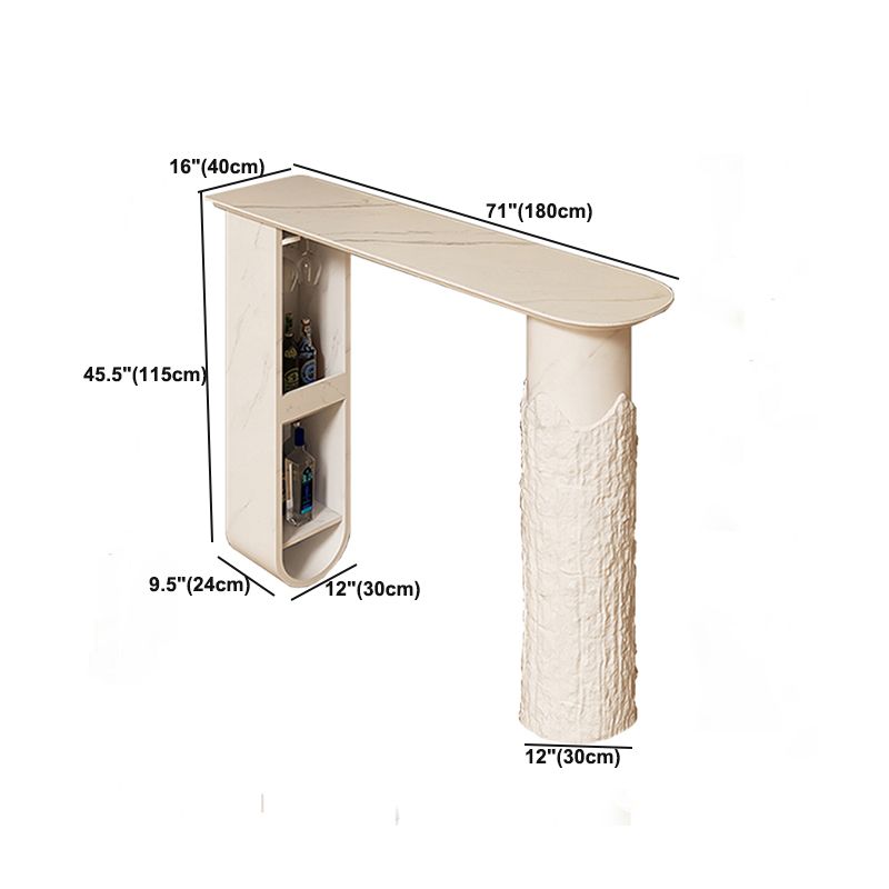 Modern Sintered Stone Bar Table White Specialty Bistro Table with Shelves