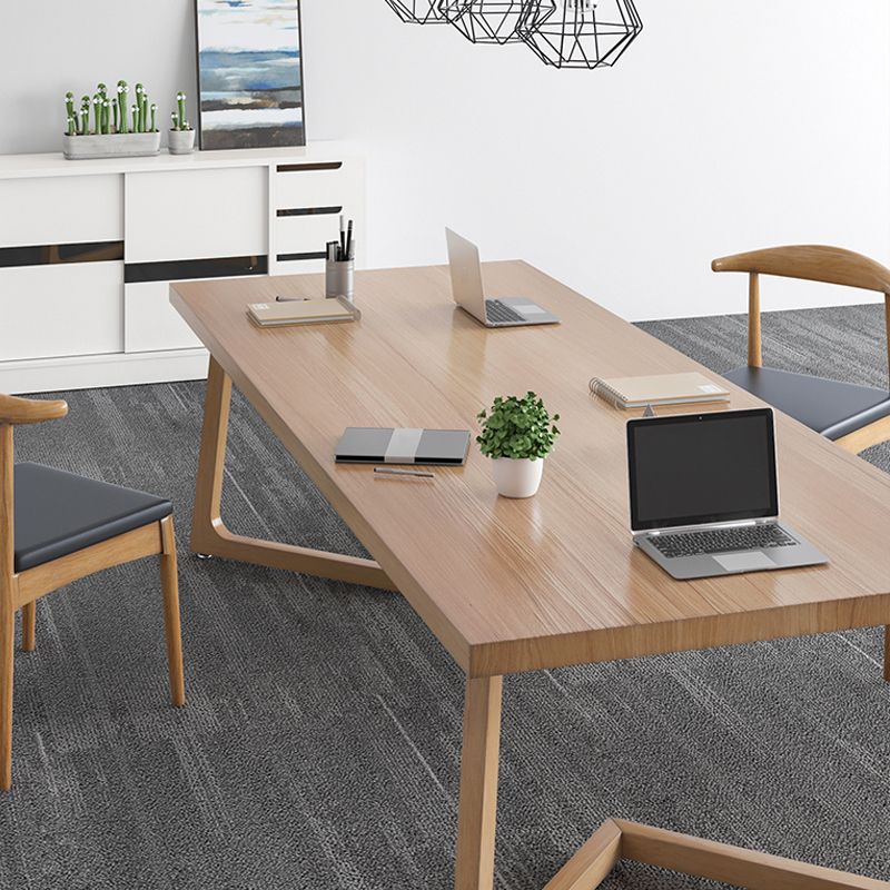 Natural Dining Table Contemporary Style Solid Wood Rectangle Dinner Table