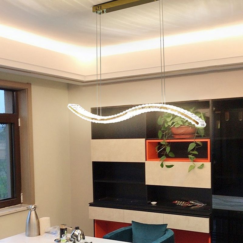 1 Light Waves Island Lamp Contemporary Simplicity Crystal Wrapped Island Pendant