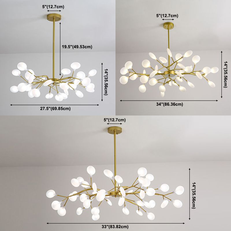 Acryl Firefly Kroonluchter Modernistische stijl 45 Hoofden plafond kroonluchter in goud