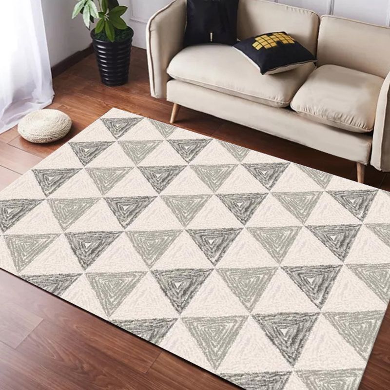 Simple Nordic Style Rug Multi Colored Geometric Print Carpet Washable Non-Slip Stain Resistant Rug for Home