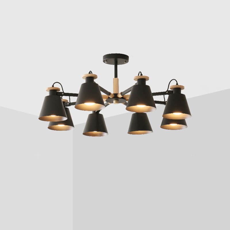 Estilo moderno de 8 luces colgantes lámparas de metal cónicos lámparas de metal cónico