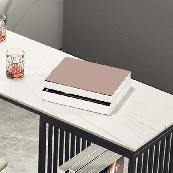 Industrial Stone Top Bar Dining Table Rectangle Bar Table with Storage Base