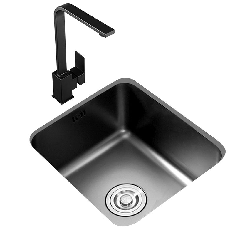 Contemporary Stainless Steel Sink in black with Strainer Drop-In Kitchen Sink