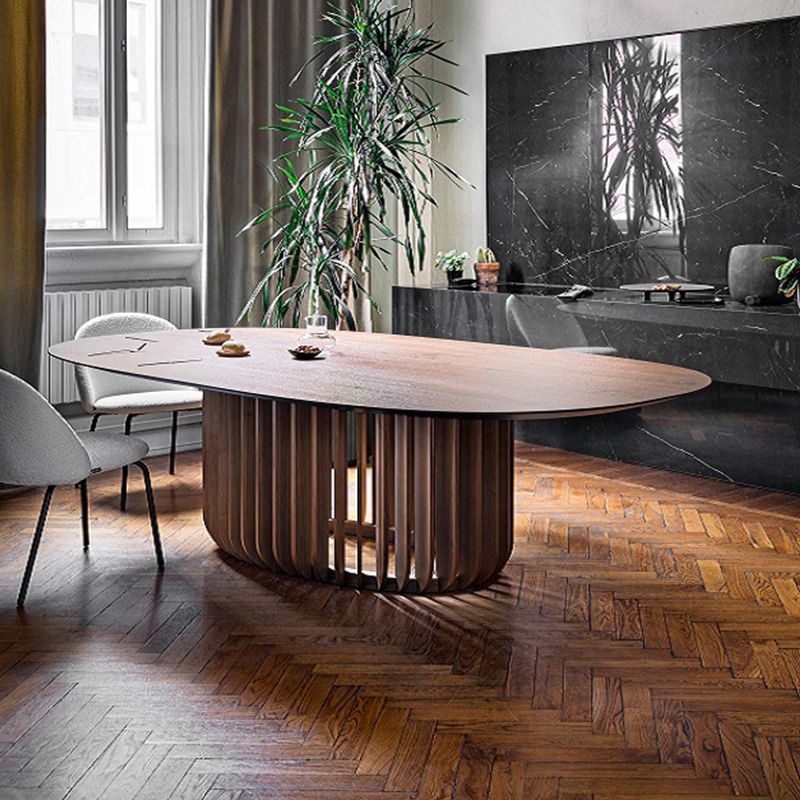 Mesa de comedor ovalada moderna de madera maciza, mesa superior de madera para cocina y comedor