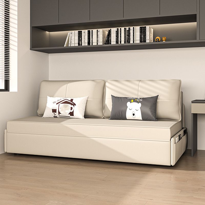 Pillow Back White Sleeper Sofa Bonded Leather Scandinavian Futon Sofa Bed