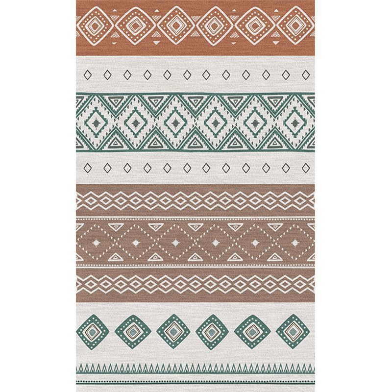 Boho Living Room Rug Multi-Color Geometric Pattern Carpet Flax Environmental Handmade Rug with Tassel