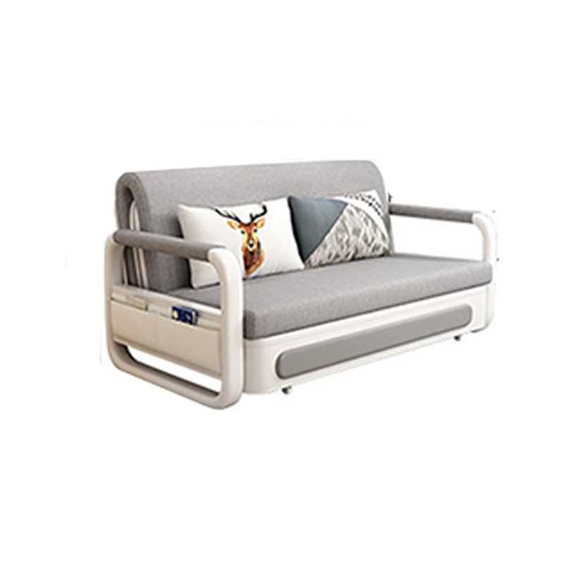 Modern Convertible Cotton Sofa Bed Upholstered Fabric Metal Bed