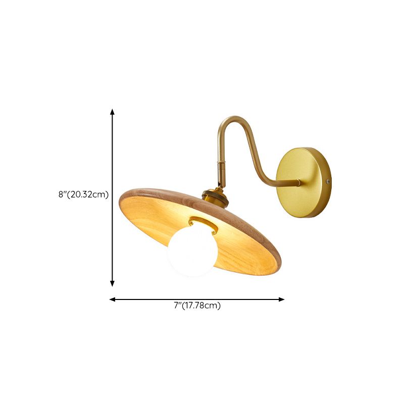 Modernism Single Golden Bathroom Vanity Light Shaded Bath Bar with Wood