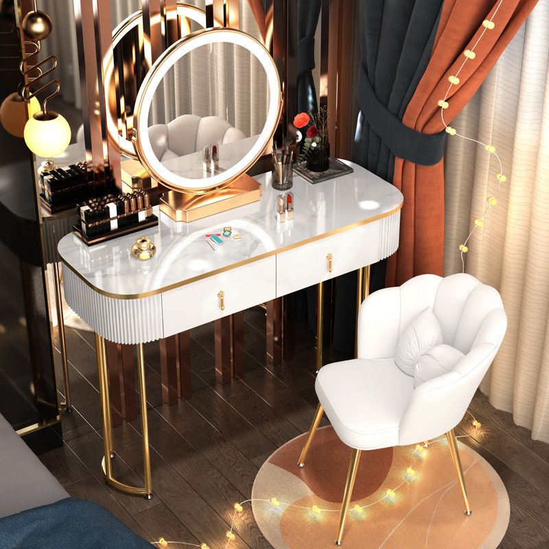 Modern White With Drawer Lighted Mirror Bedroom Dressing Table