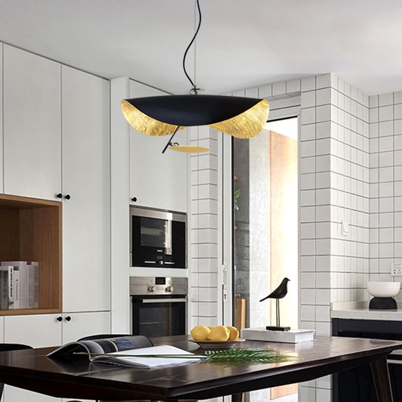 Zwarte hoed Iron Down Lighting Pendant eigentijds 1-licht plafondlicht voor eetkamer