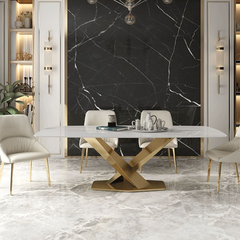 Traditional Luxury Rectangle Dining Table Stone Top Table for Dining Room